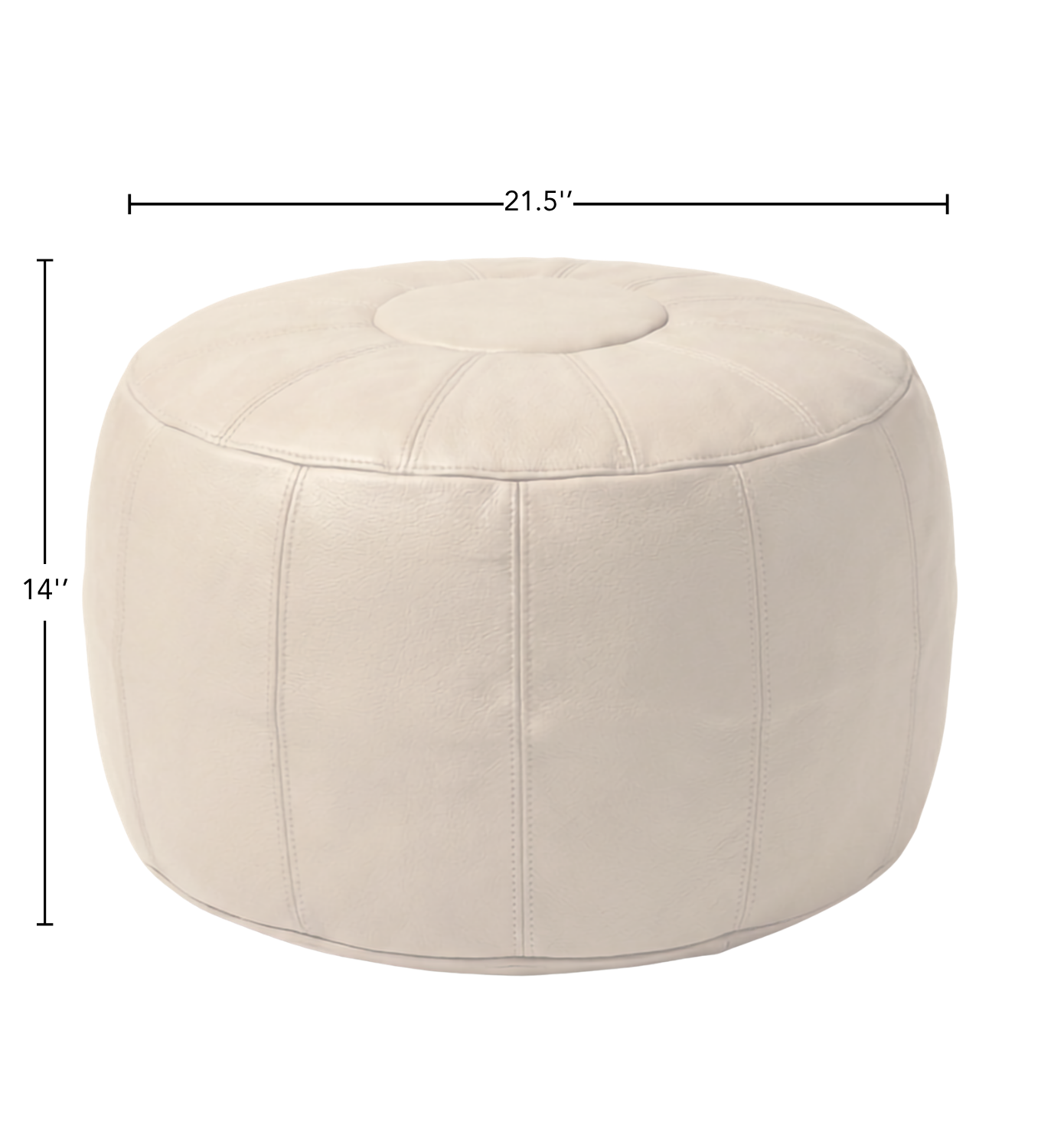 Stuffable pouf dimensions — 21.5 inches wide and 14 inches tall