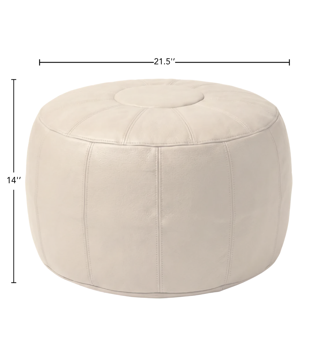 Stuffable pouf dimensions — 21.5 inches wide and 14 inches tall